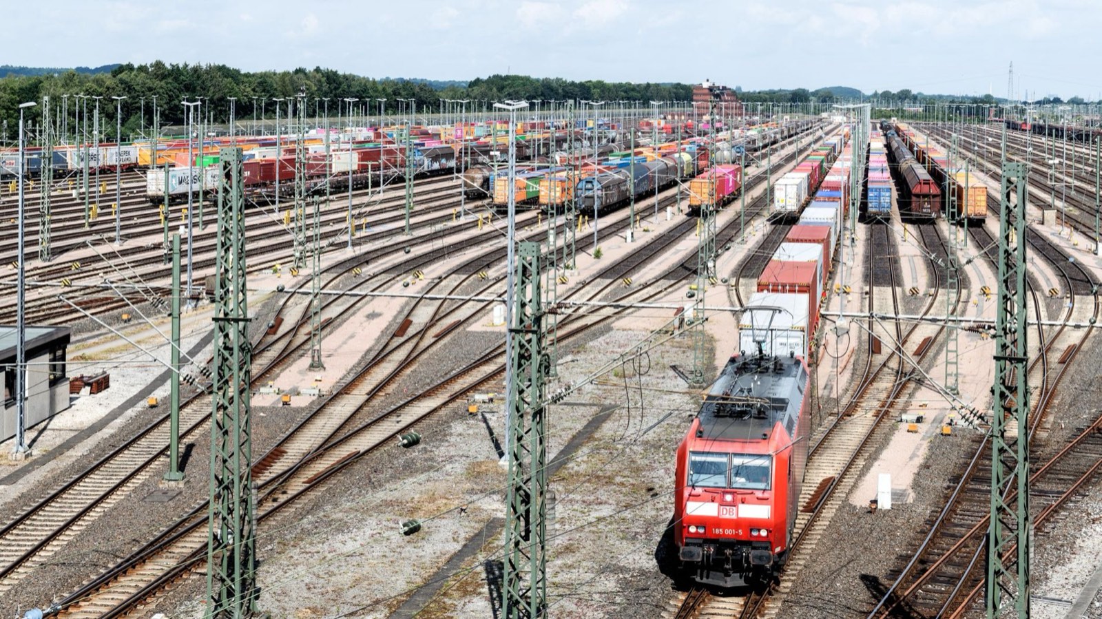 Truck moving an import container after port pickup
